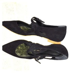 Black Suede, Pied Juste pointy flats, 8